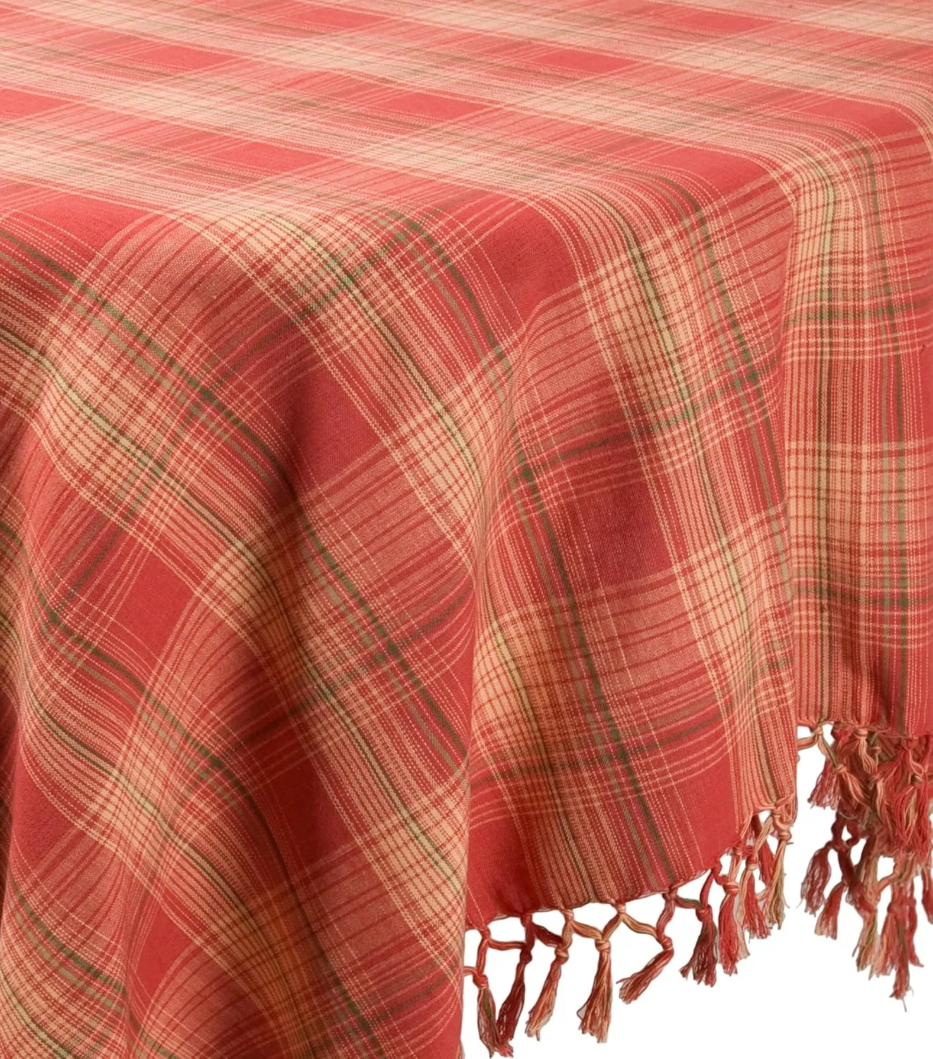April Cornell 60 by 90-Inch Tablecloth, Tableau Plaid Red