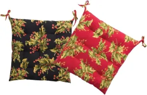 April Cornell Chair Cushion, Reversible Holly Red and Black