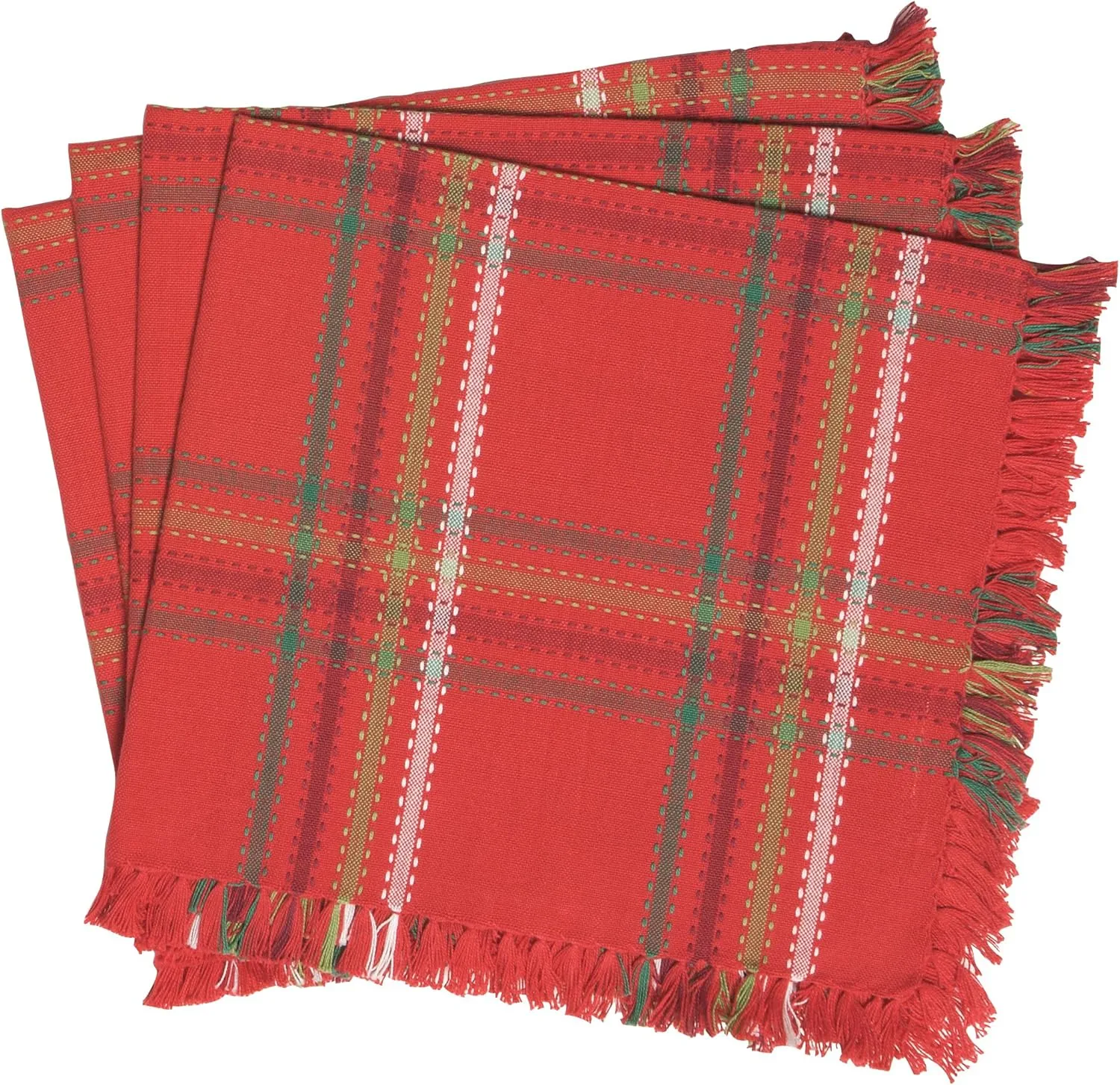April Cornell Ribbon Plaid Red Napkin, Set of 4