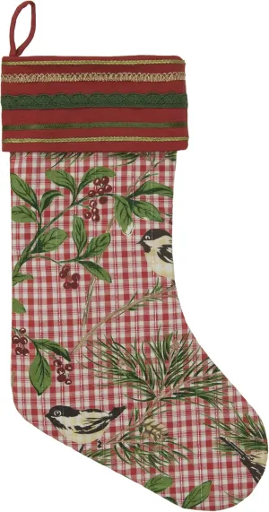 April Cornell Stocking, Chickadee Check Red
