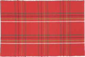 April Cornell Ribbed Placemat, Ribbon Plaid Red, Set of 4