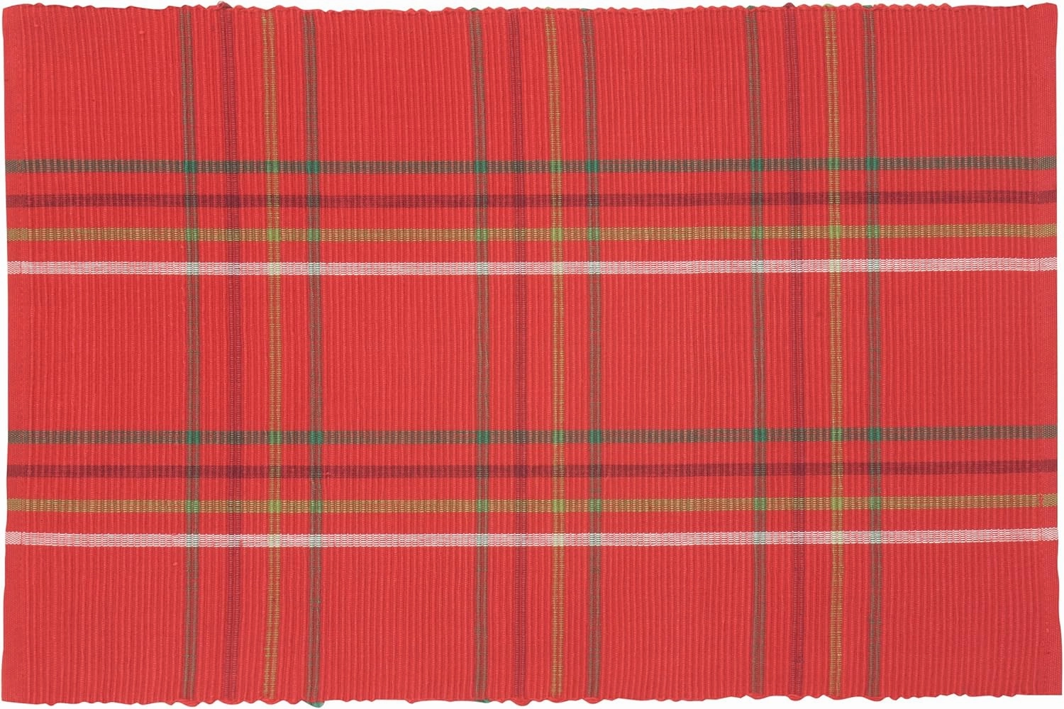 April Cornell Ribbed Placemat, Ribbon Plaid Red, Set of 4