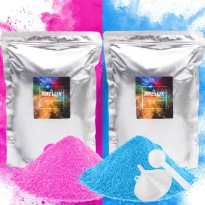 ARELUX Baby Gender Reveal Color Powder -Vibrant Pink and Blue Color-2lbs Powder for Boy or Girl Gender Reveal Party Car & Motorcycle Burnout,Photoshoot-Blackout Kit with Spoon and Funnel