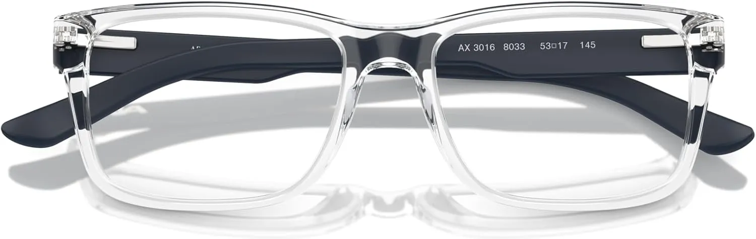 Armani Exchange Men's Ax3016 Square Prescription Eyewear Frames