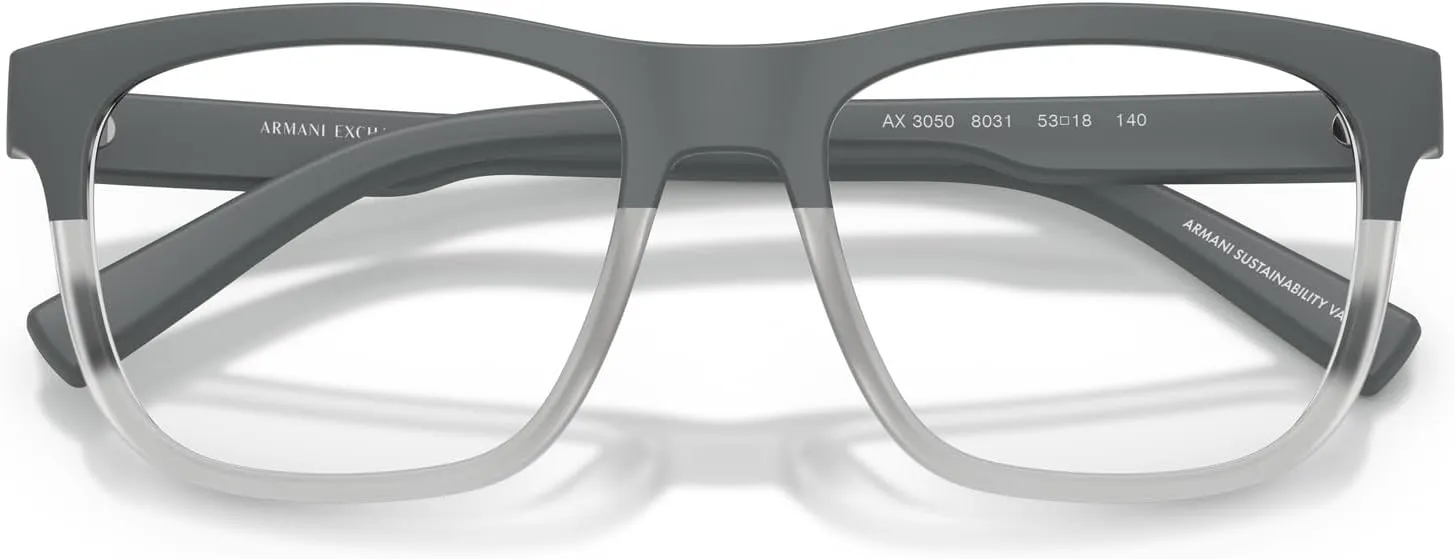 Armani Exchange Men's Ax3050 Square Prescription Eyeglass Frames