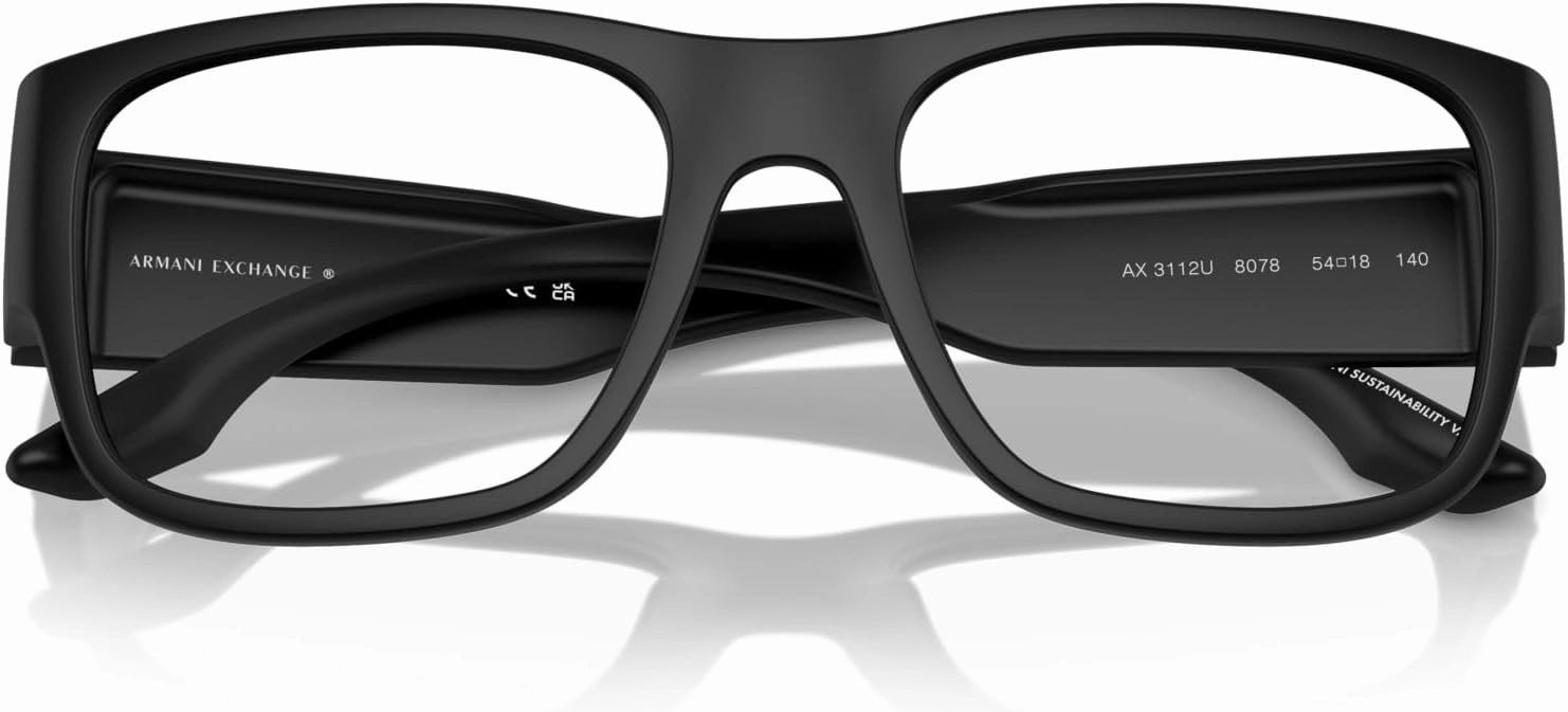 Armani Exchange Men's Ax3112u Universal Fit Square Prescription Eyewear Frames