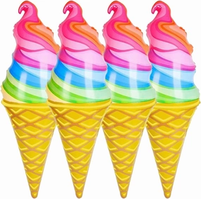 ArtCreativity Rainbow Ice Cream Cone Inflates, Set of 4, Inflatable Icecream Toys with Vibrant Colors, Ice Cream Party Decorations, Fun Party Inflates, Kids’ Swimming Pool Toys, 33 Inches