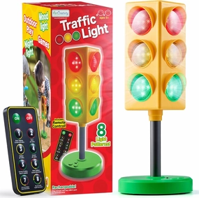 ArtCreativity Traffic Light - Teacher Classroom Must Haves Supplies, 8 Modes with Remote - Classroom Decor, Car Bedroom Decor - Real Traffic Light Rotation Mode, Red Light Green Lights for Kids