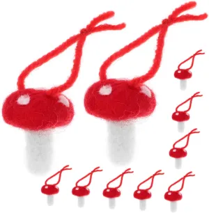 Artibetter 10pcs Mushroom Christmas Ornaments Felt Decor Headwear Craft DIY Material Set