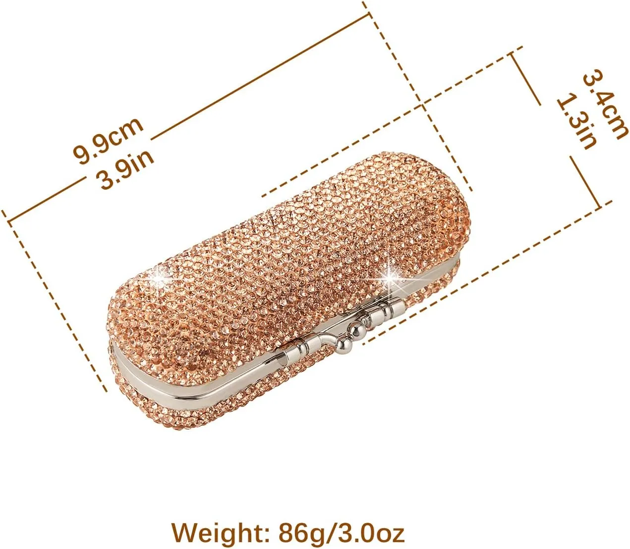AsAlways Shiny Rhinestone Crystal Portable Lipstick Case with Mirror Portable Bling Diamonds Makeup Cosmetic Storage Holder for Travel Ladies Fashion