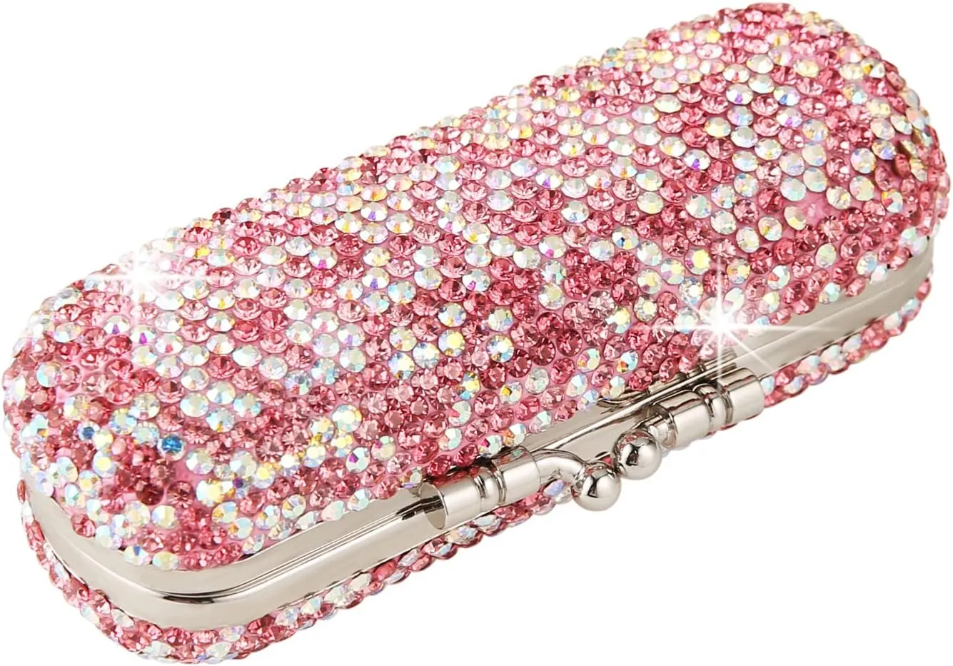 AsAlways Shiny Rhinestone Crystal Portable Lipstick Case with Mirror Portable Bling Diamonds Makeup Cosmetic Storage Holder for Travel Ladies Fashion