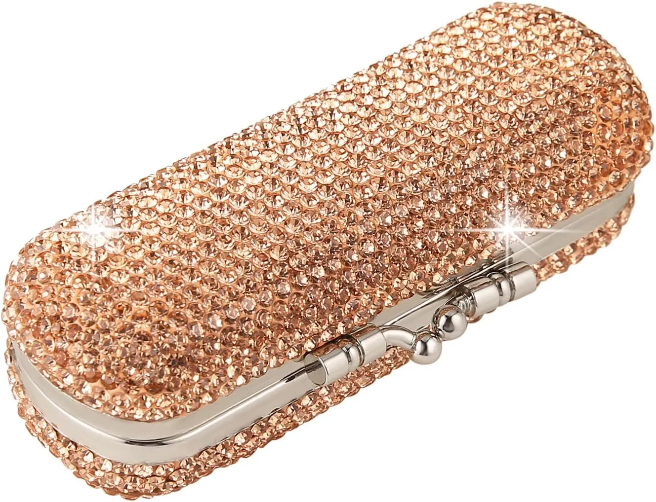 AsAlways Shiny Rhinestone Crystal Portable Lipstick Case with Mirror Portable Bling Diamonds Makeup Cosmetic Storage Holder for Travel Ladies Fashion
