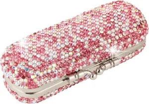 AsAlways Shiny Rhinestone Crystal Portable Lipstick Case with Mirror Portable Bling Diamonds Makeup Cosmetic Storage Holder for Travel Ladies Fashion