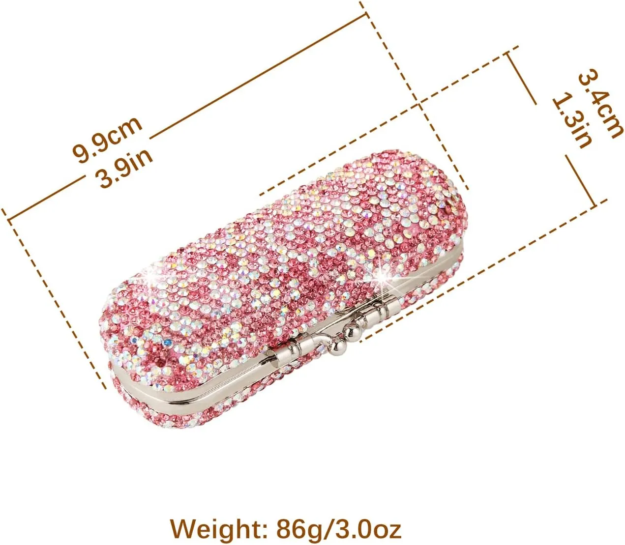 AsAlways Shiny Rhinestone Crystal Portable Lipstick Case with Mirror Portable Bling Diamonds Makeup Cosmetic Storage Holder for Travel Ladies Fashion