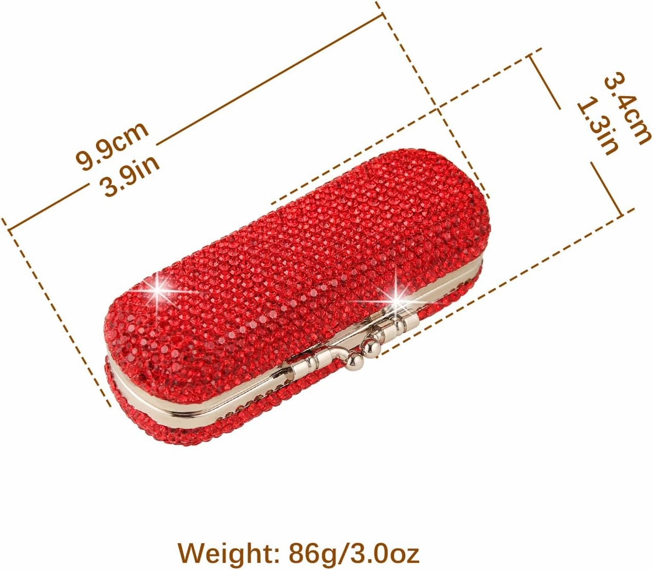 AsAlways Shiny Rhinestone Crystal Portable Lipstick Case with Mirror Portable Bling Diamonds Makeup Cosmetic Storage Holder for Travel Ladies Fashion