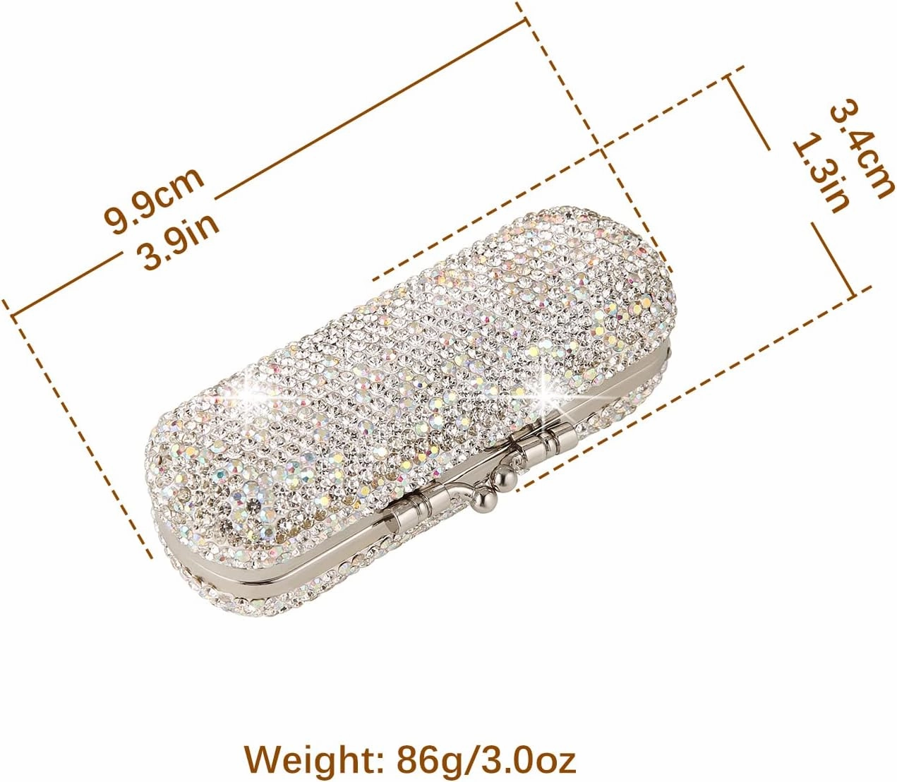 AsAlways Shiny Rhinestone Crystal Portable Lipstick Case with Mirror Portable Bling Diamonds Makeup Cosmetic Storage Holder for Travel Ladies Fashion