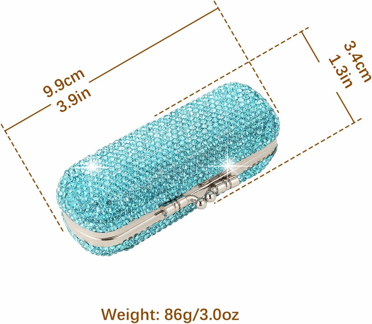 AsAlways Shiny Rhinestone Crystal Portable Lipstick Case with Mirror Portable Bling Diamonds Makeup Cosmetic Storage Holder for Travel Ladies Fashion