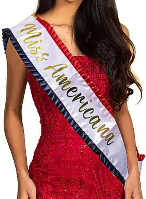 ASVP Shop Miss Americana Sash with Red and Blue Frills - Halloween Costume Party Tour Outfit