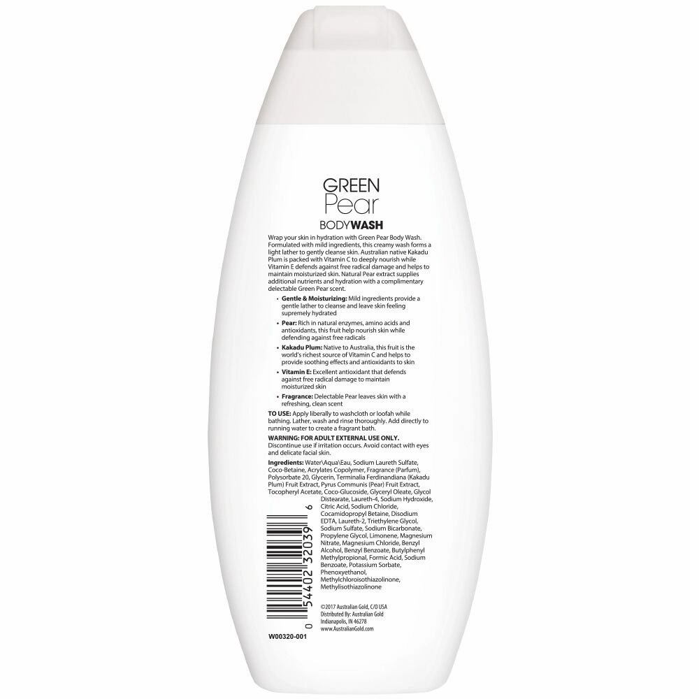 Australian Gold Green Pear Body Wash, 16.5 Ounce | Gentle & Moisturizing with Nutrient Rich Kakadu Plum & Vitamin E