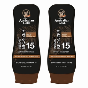 Australian Gold SPF 15 Lotion Bronzer, Twin Pack, 8 FL Oz (Pack of 2)