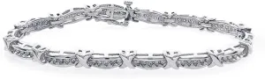 Avital & Co. 1.00 Carat Diamond X-Shaped Link 14K White Gold Bracelet