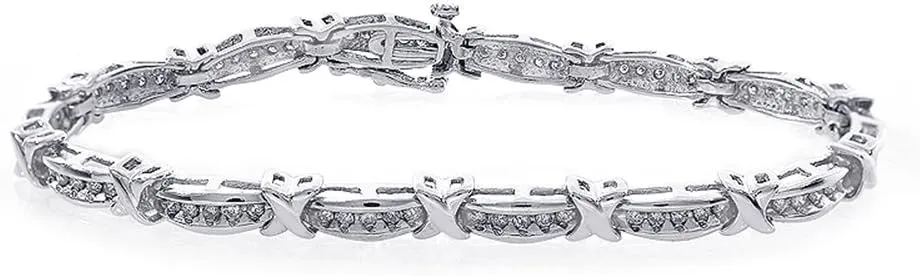 Avital & Co. 1.00 Carat Diamond X-Shaped Link 14K White Gold Bracelet