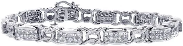 Avital & Co. 6.00 Carat Diamond Fancy Shaped Link 14K White Gold Bracelet