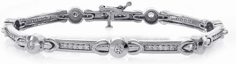 Avital & Co. 1.00 Carat Diamond Fancy Shaped Link Bracelet 14K White Gold