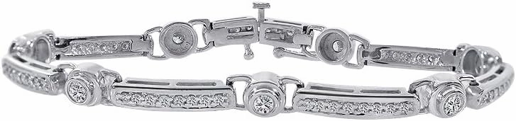 Avital & Co. 2.00 Carat Diamond Fancy Shaped Link Bracelet 14K White Gold