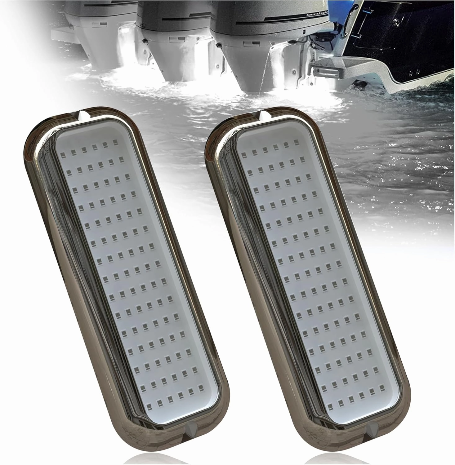 B5 Underwater Boat Lights, White 2x3000LM DC10-30V IP68, 316L Shell & Clear Lens, Marine Waterproof Lights for Yacht Boat Transom Pontoon Exterior Interior Deck Stern RV Fishing (B5-3)