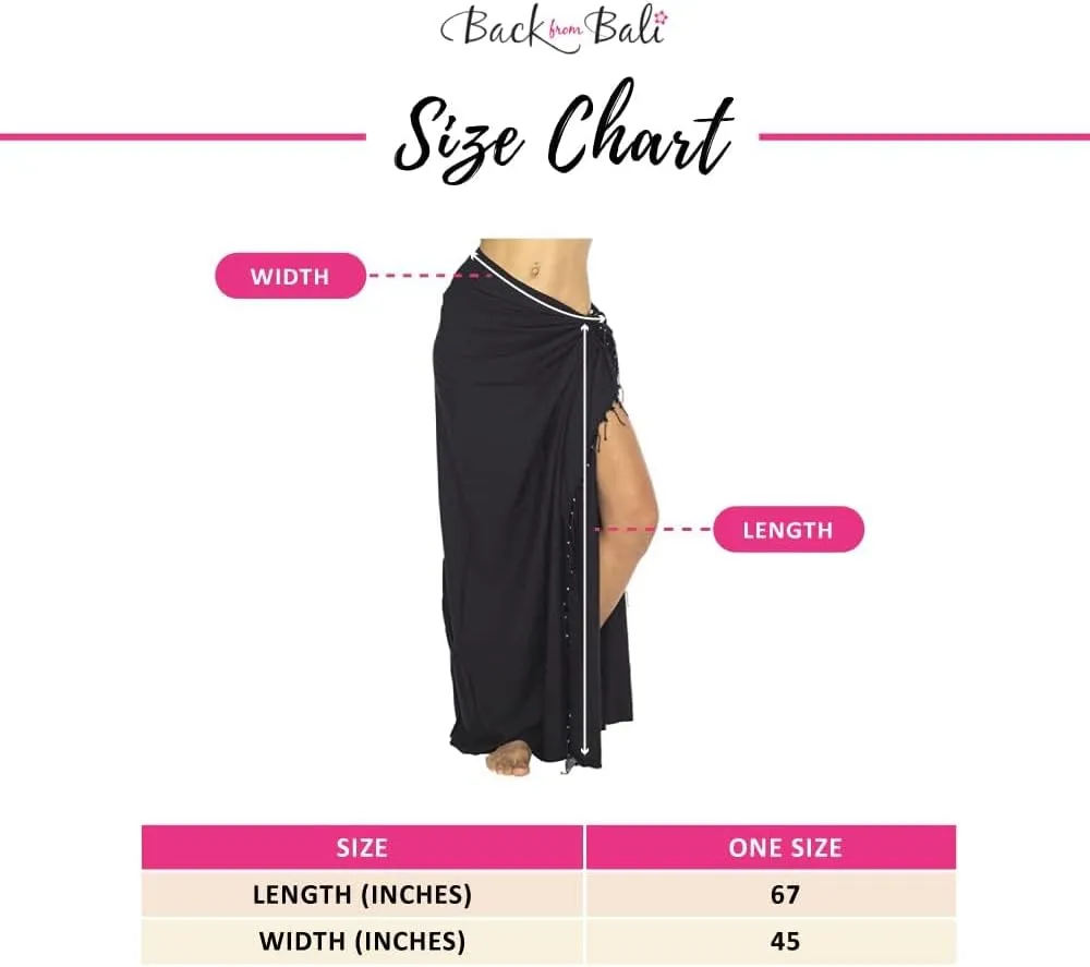 Back From Bali Womens Sarong Wrap Swimsuit Cover Up Solid Beach Pareo Bathing Suit Skirt Coconut Tie Clip