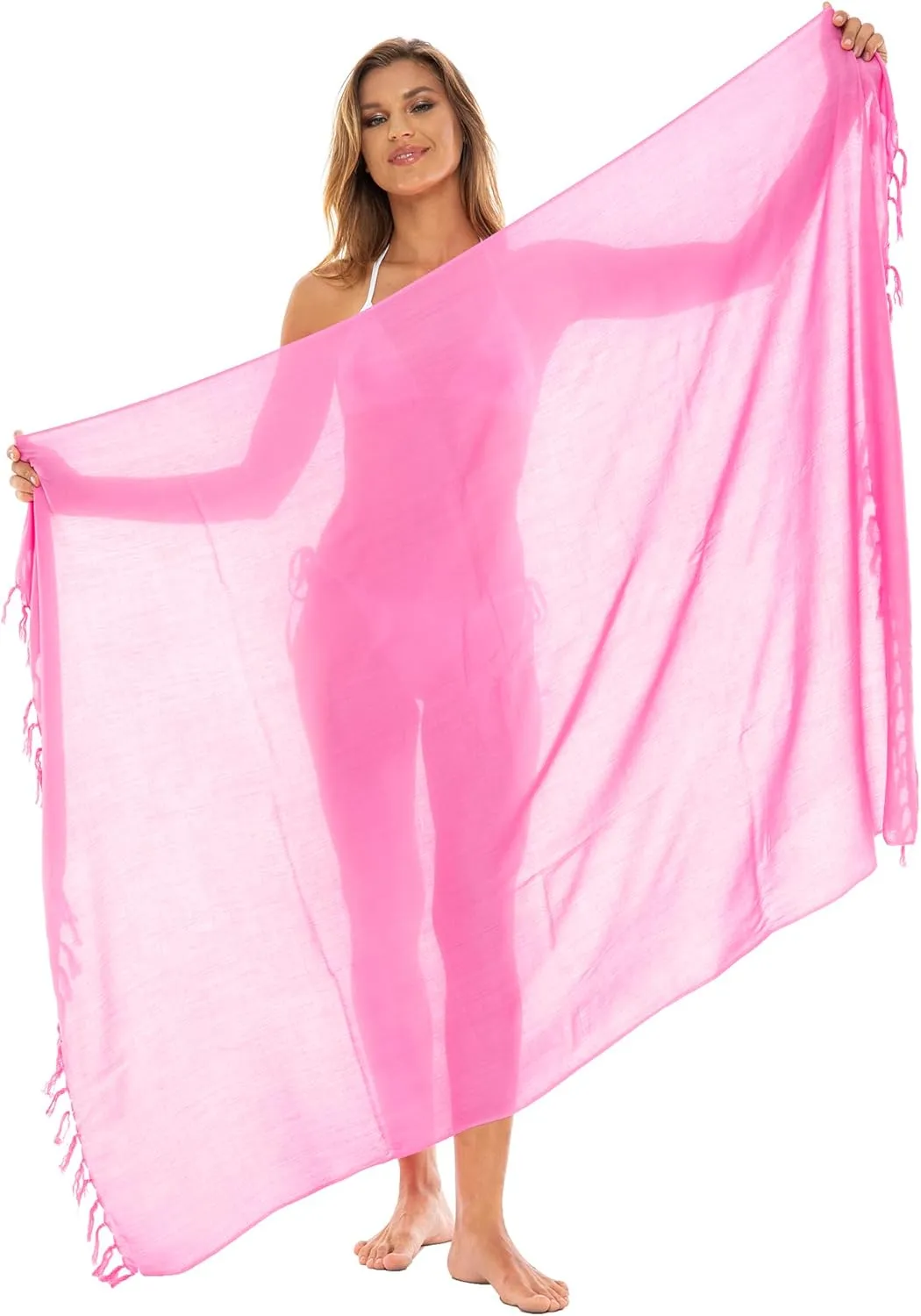 Back From Bali Womens Sarong Wrap Swimsuit Cover Up Solid Beach Pareo Bathing Suit Skirt Coconut Tie Clip