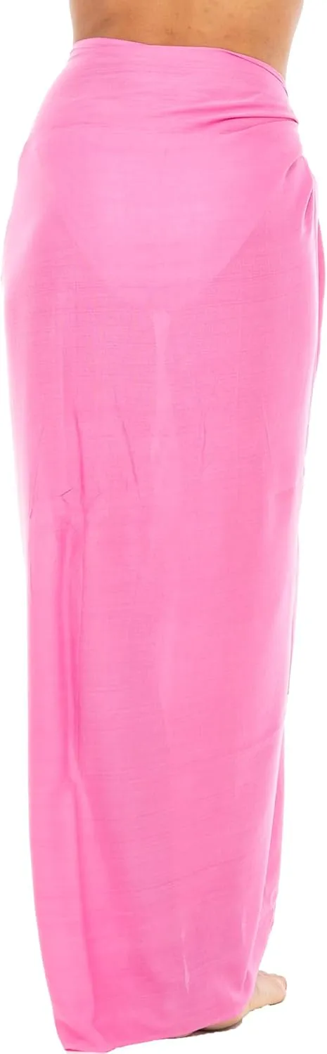Back From Bali Womens Sarong Wrap Swimsuit Cover Up Solid Beach Pareo Bathing Suit Skirt Coconut Tie Clip