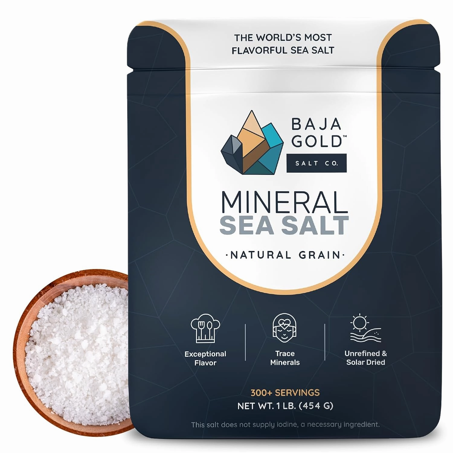 Baja Gold Mineral Sea Salt - Organic Natural Grain Salt for Cooking & Baking | Authentic Baja Salt | Ideal for All Culinary Creations | 1 lb. Resealable Bag, 300  Servings