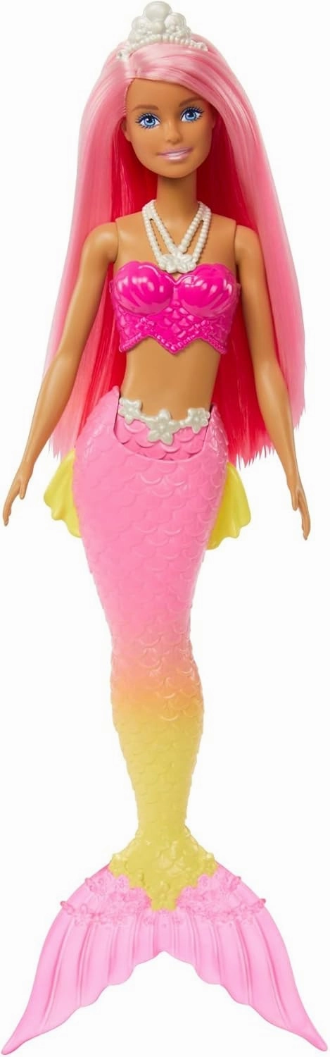 Barbie Dreamtopia Mermaid Doll with Pink Hair, Pink & Yellow Ombre Tail & Headband Accessory