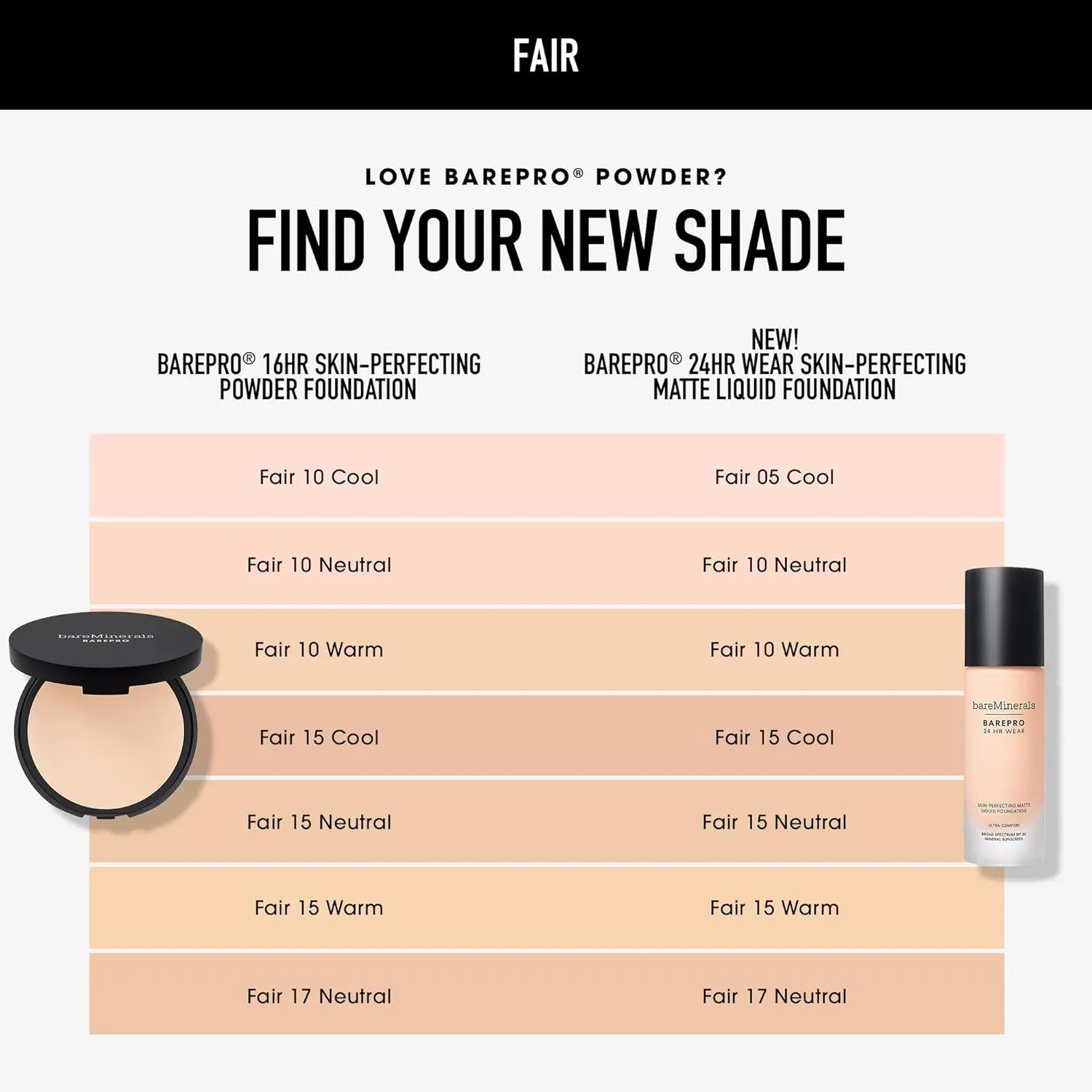bareminerals Barepro 24HR Wear Matte Liquid Foundation Mineral SPF 20, Full Coverage Foundation Makeup for Mature Skin, Oil-Free, Vegan