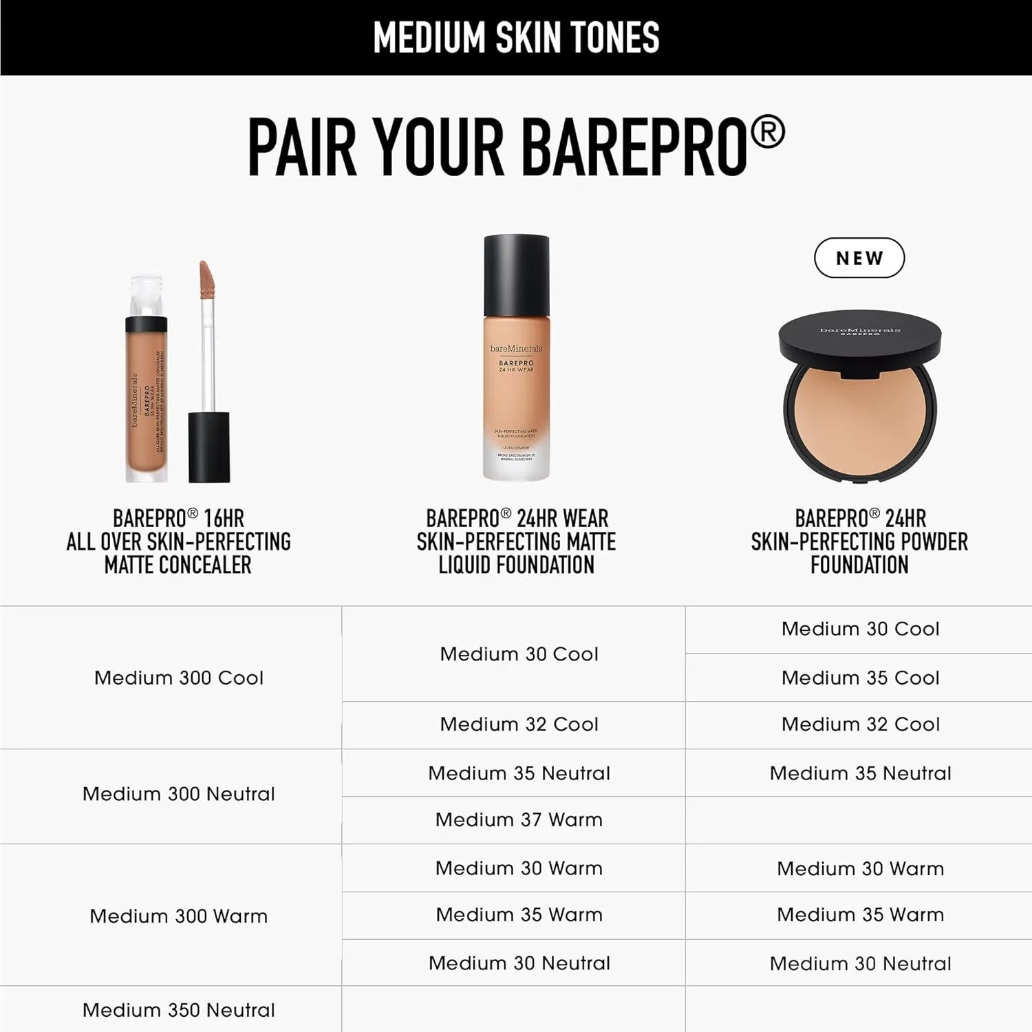 bareMinerals Barepro Skin-Perfecting Powder Foundation, Matte Pressed Powder Foundation Full Coverage with Plant-Based Squalene, Oil Control, Vegan