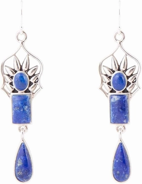 Barse Jewelry Albie Blue Lapis and Sterling Silver Drop Earrings