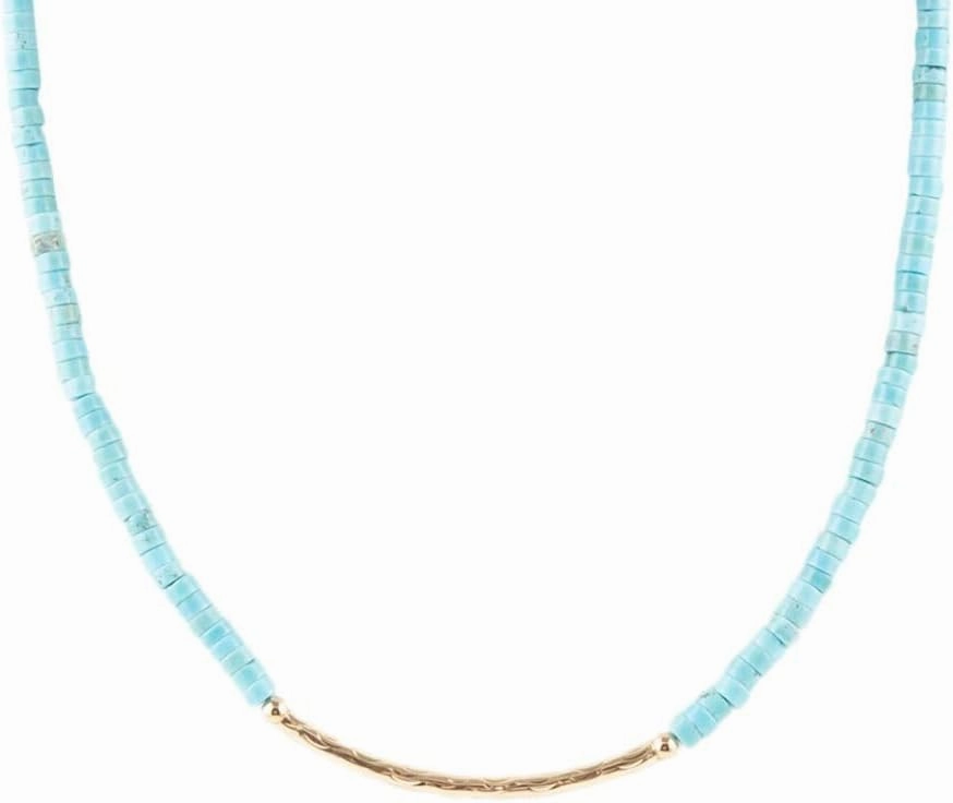 Barse Jewelry Little Bit Turquoise Golden Bar Necklace
