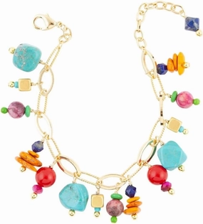 Barse Jewelry Zion Colorful Stone Charm Golden Bracelet