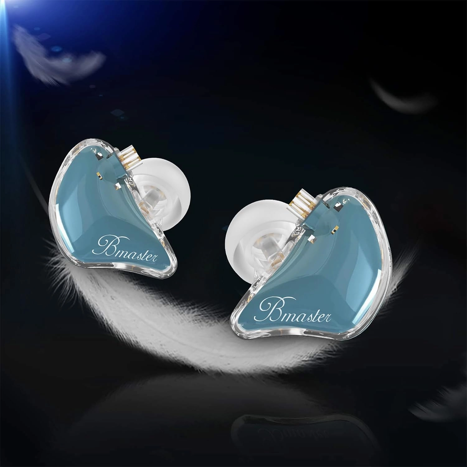 BASN Bmaster 2-Pin Triple Drivers in Ear Monitor Headphone with Two Detachable Cables Fit in Ear Suitable for Audio Engineer, Musician (Blue)