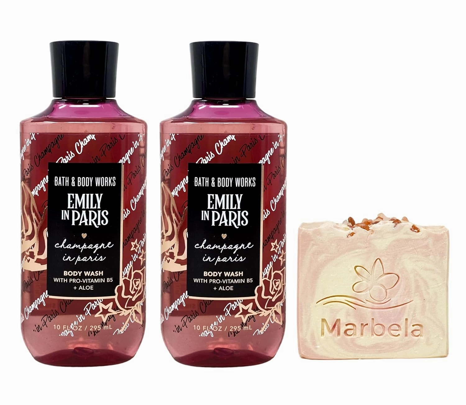 Bath & Body Works Emily In Paris- Champagne Paris 2 Pack Body Wash Bundle with a Himalayan Salts Springs Bar Soap