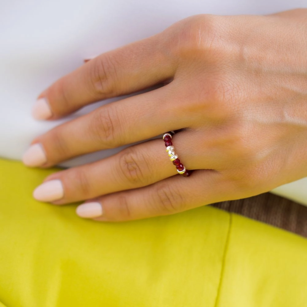 Be Joyful Silver Elastic Ring - Vibrant Diwali