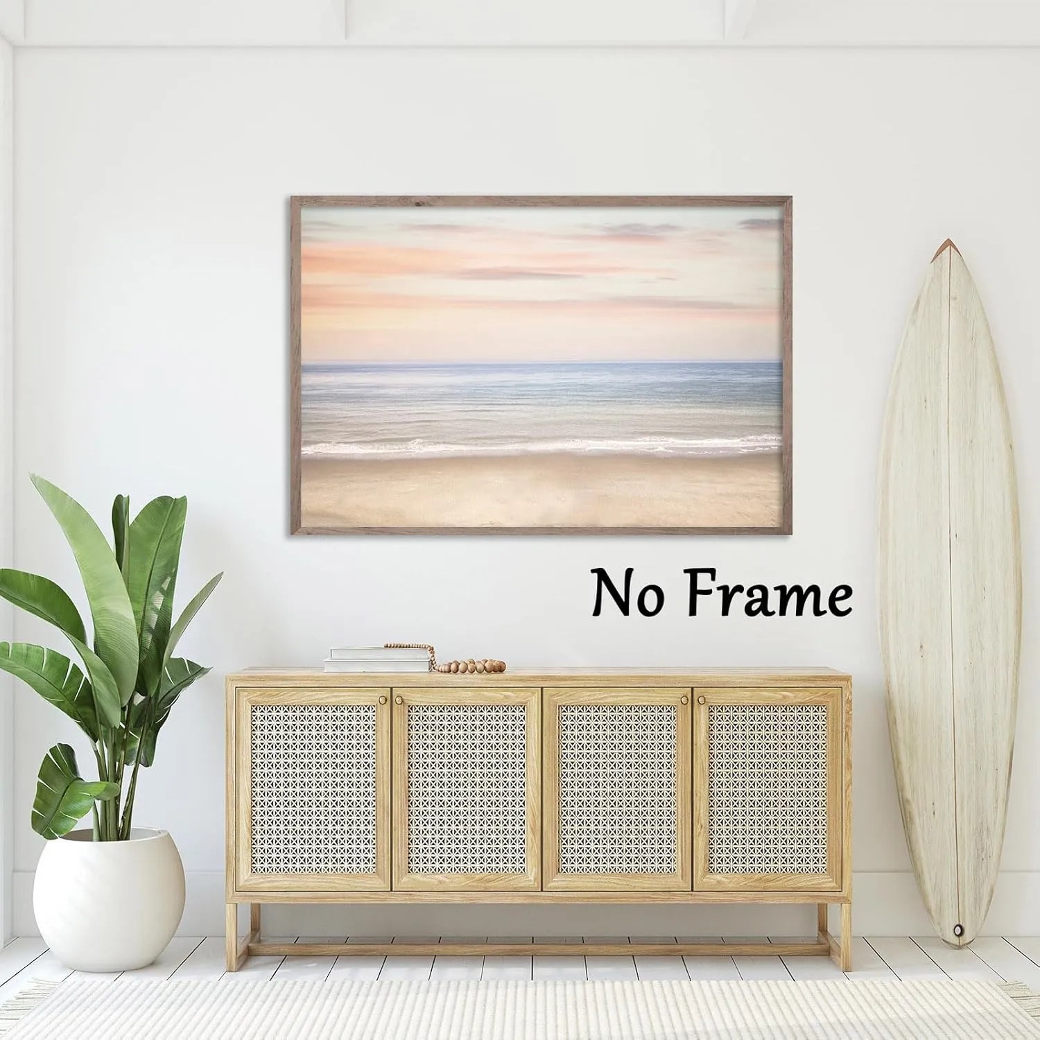 Beach Sunset Canvas Wall Art Colorful Sunset Abstract Painting White Wave Art Abstract Sunset Canvas Blue Beach Prints Orange Sunset Poster Seascape Picture Sunset Artwork For Walls 16x24inch No Frame