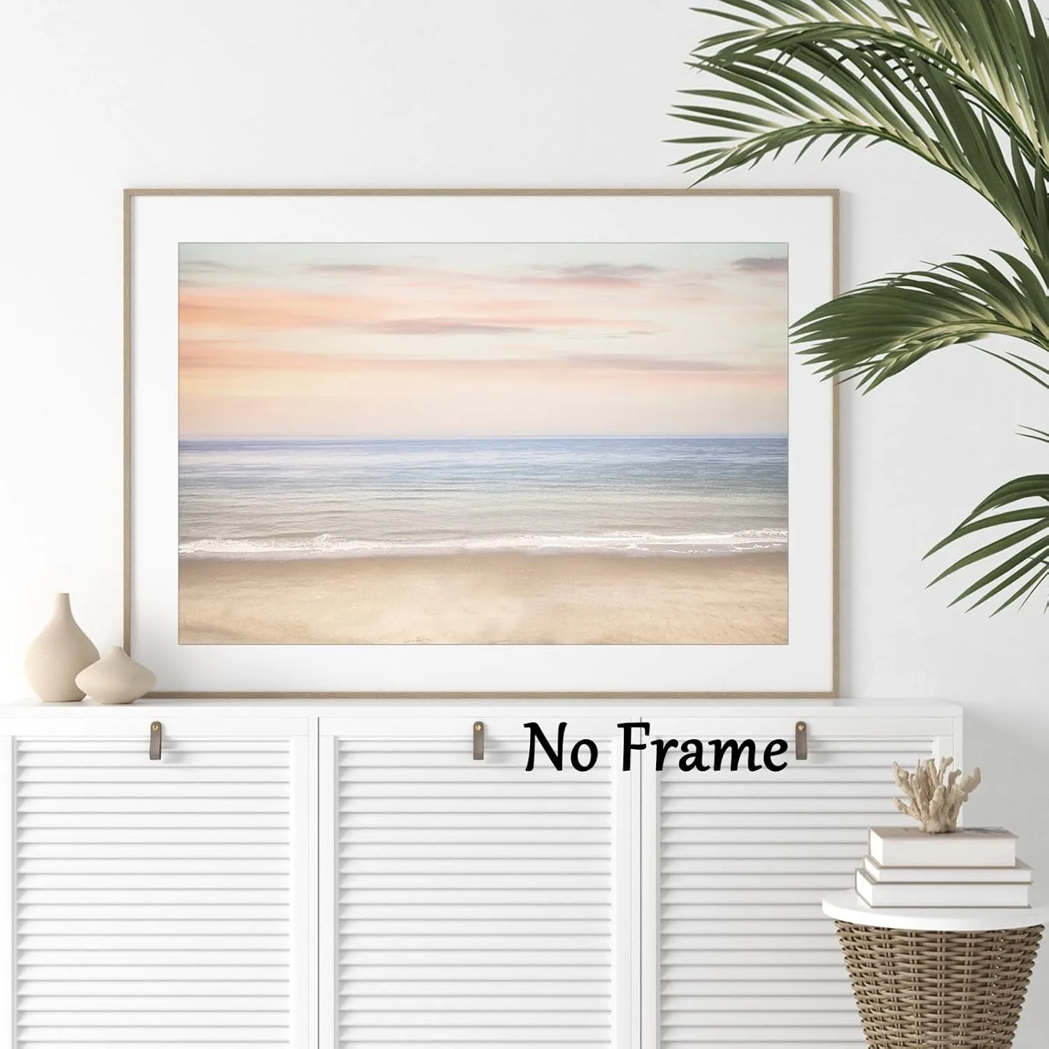 Beach Sunset Canvas Wall Art Colorful Sunset Abstract Painting White Wave Art Abstract Sunset Canvas Blue Beach Prints Orange Sunset Poster Seascape Picture Sunset Artwork For Walls 16x24inch No Frame