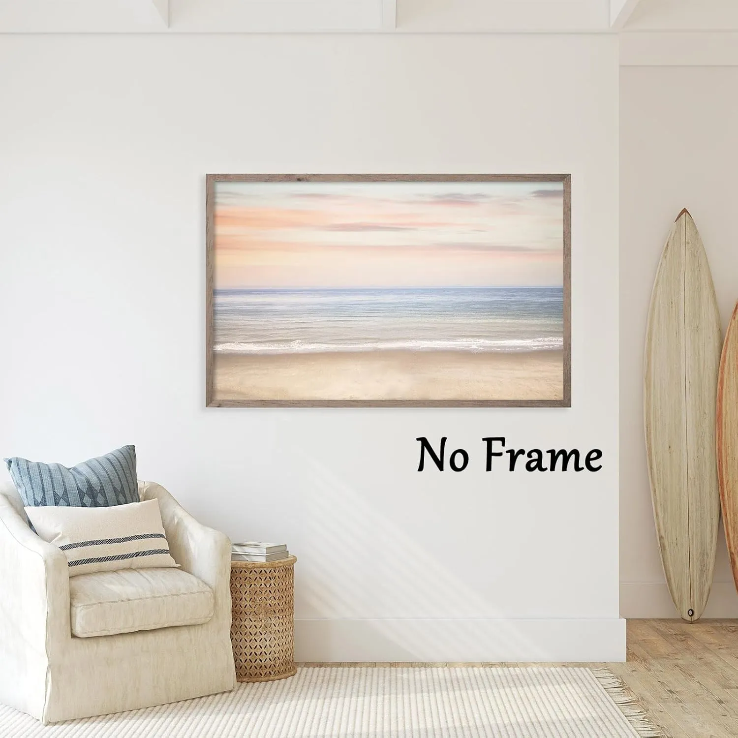Beach Sunset Canvas Wall Art Colorful Sunset Abstract Painting White Wave Art Abstract Sunset Canvas Blue Beach Prints Orange Sunset Poster Seascape Picture Sunset Artwork For Walls 16x24inch No Frame