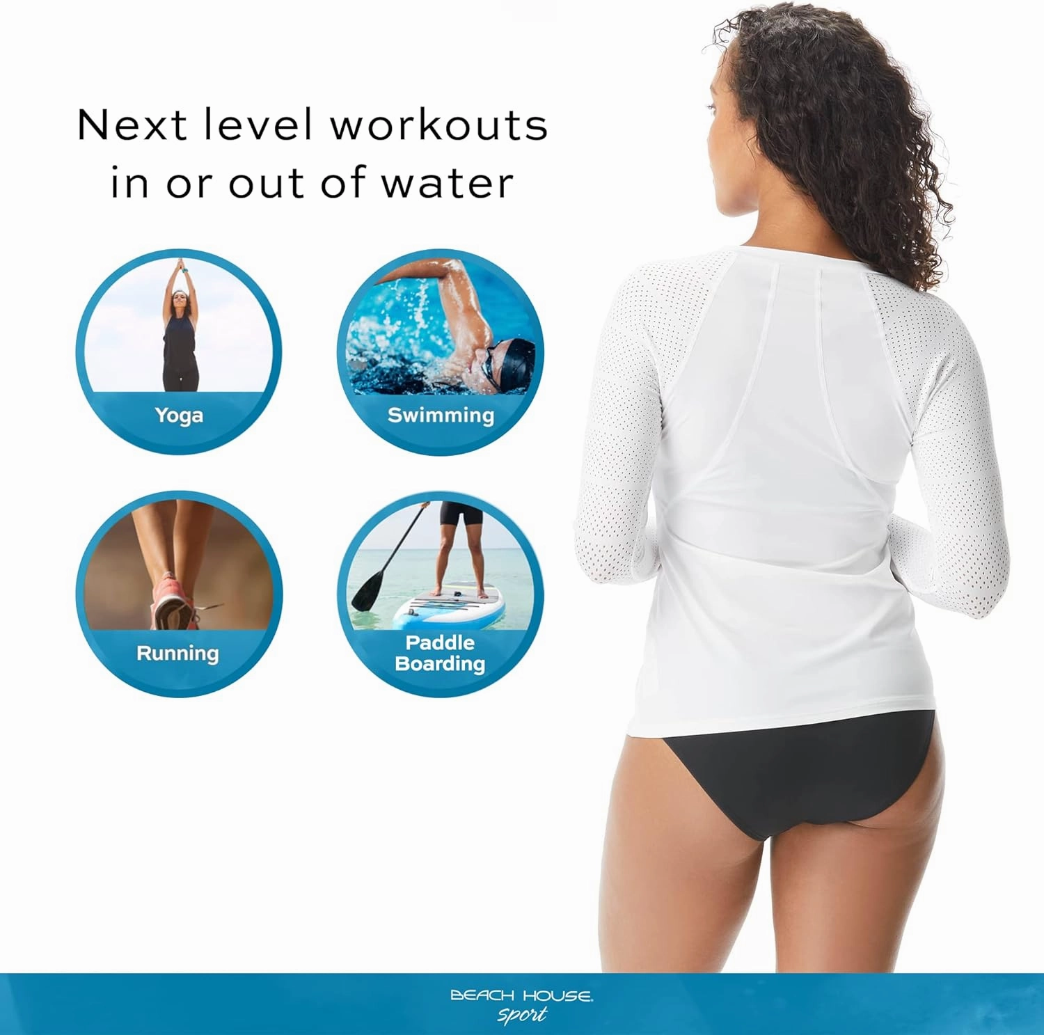 BEACH HOUSE Sport Ava Long Sleeve Rash Guard for Women - Swimsuit Top Cover Up with UPF 50 Plus Protection