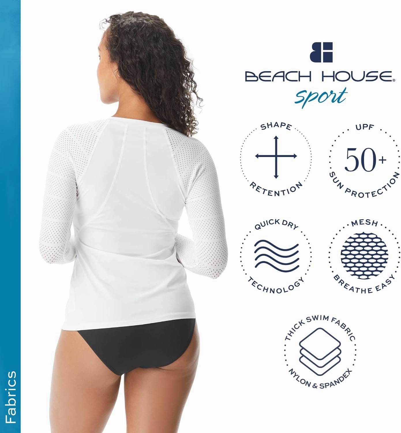 BEACH HOUSE Sport Ava Long Sleeve Rash Guard for Women - Swimsuit Top Cover Up with UPF 50 Plus Protection