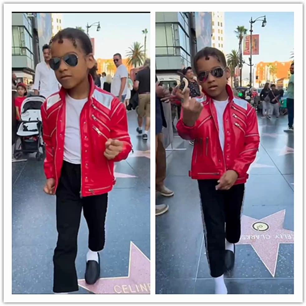 Beat It Red Jacket Children Kids Jacket Costumes for Perfromance Party Imitate Birthday