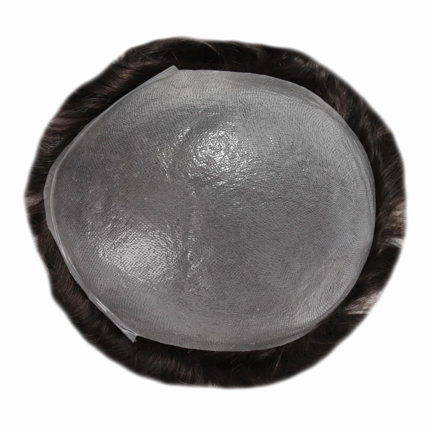 BEEOS 0.03mm PU Ultra-Thin Skin Toupee Hair for Men, Natural Black with 30% Grey Hair V-looped Invisible Knot 8x10 Inch Base Size #1B30 Hairpiece